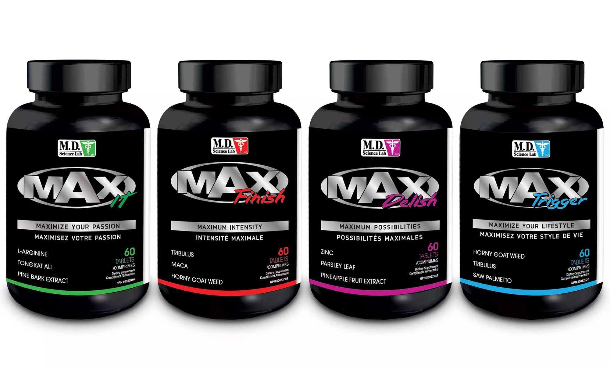 One 60-Tablet Bottle of MD Science Lab Max Male Enhancement Supplements  - Primary Image