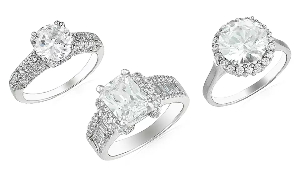 Cubic Zirconia Rings in Sterling Silver. Multiple Styles Available. Free Returns. - Primary Image