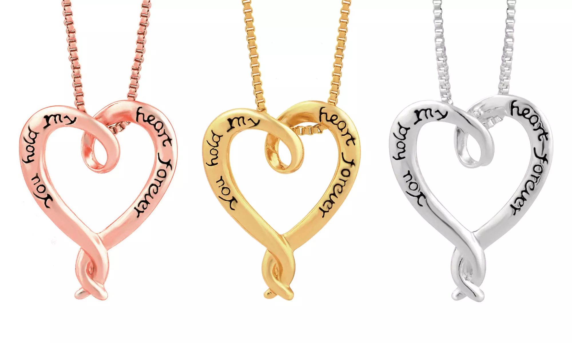 18K Gold Plated Inspirational "You Hold My Heart Forever" Necklace - Primary Image