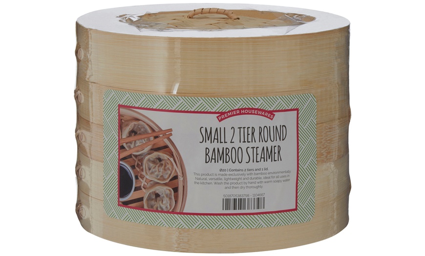 Image 5: Round Two-Tier Bamboo Steamer