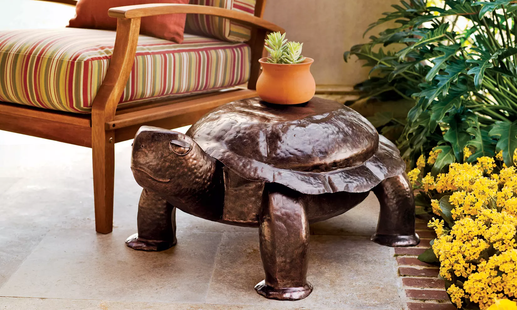 Hand-Hammered Turtle Side Table - Primary Image