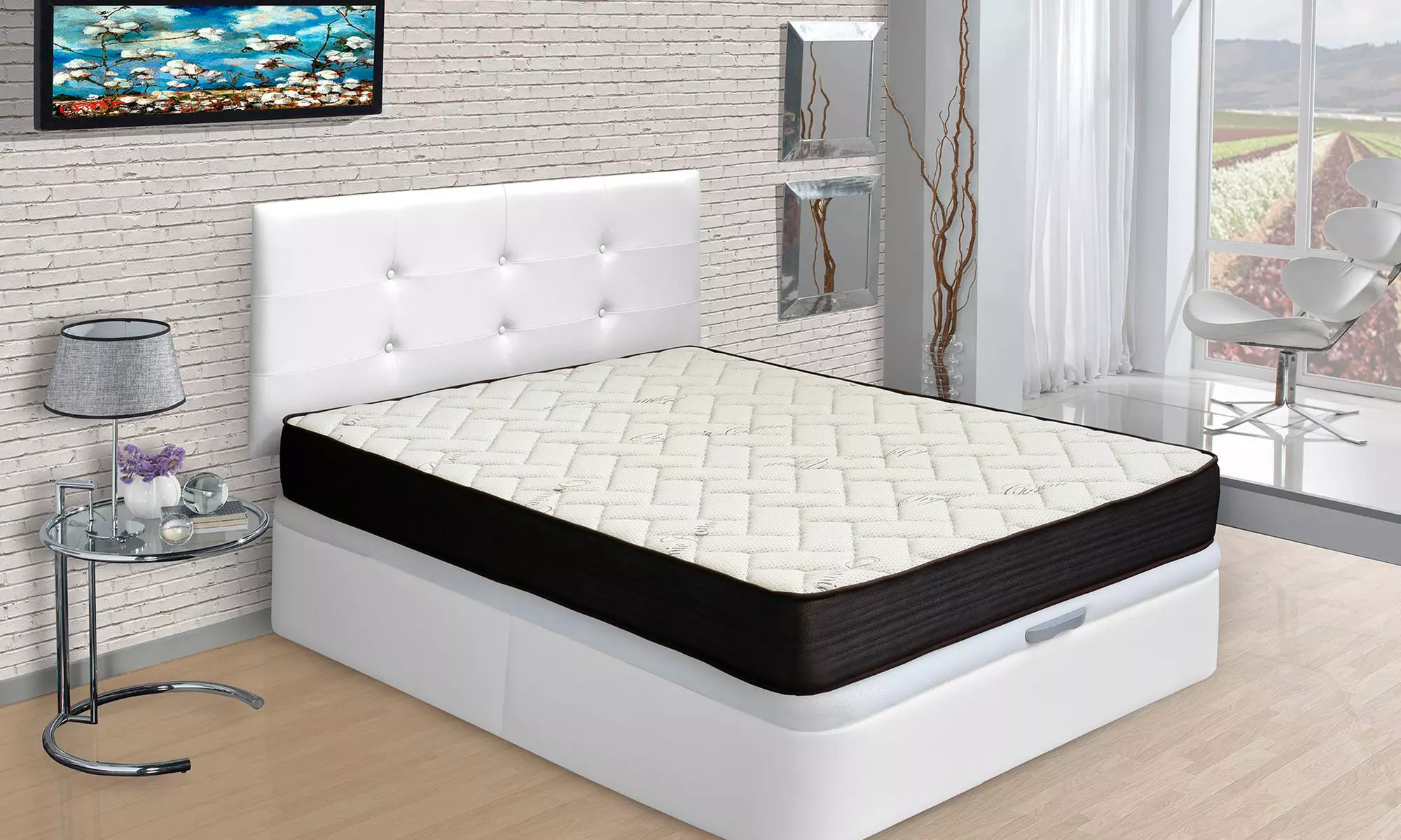 Colchón Eco-Nature con opción a canapé y cabecero blanco - Primary Image