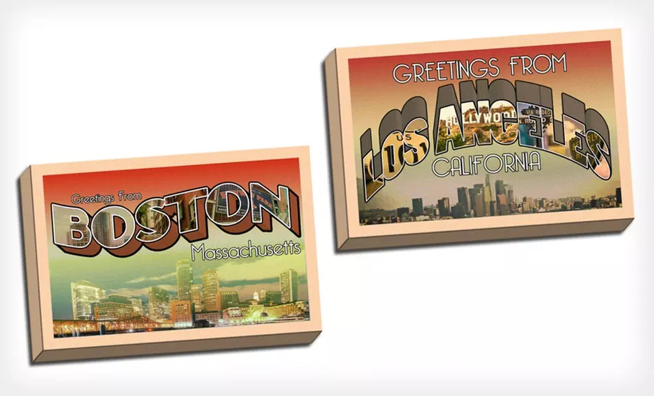 $29.99 for a 16"x24" City Postcard Canvas Print ($150 List Price). Multiple Cities. Free Shipping and Returns. - Second Medium