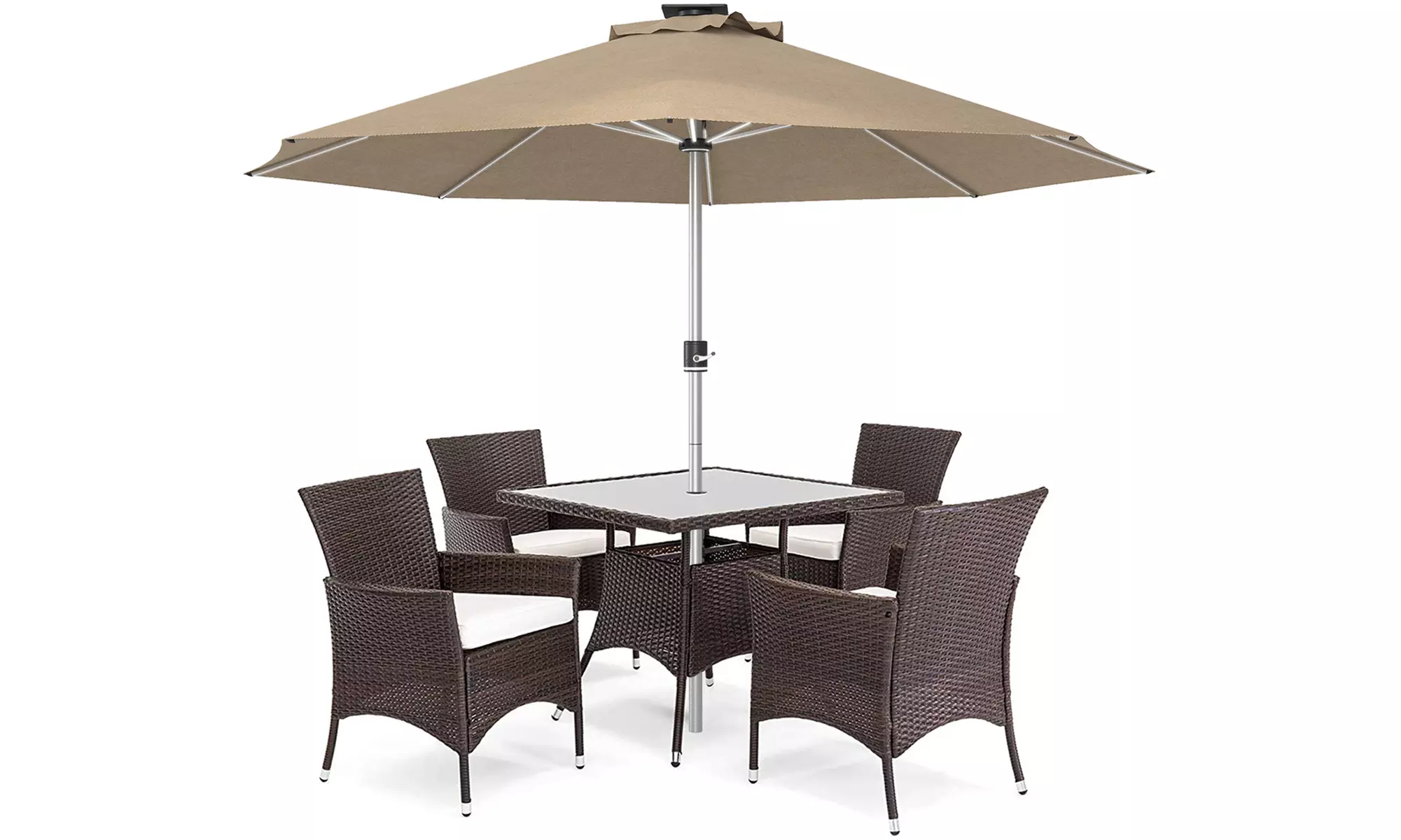 Outsunny Solar Powered Garden Parasol with Integrated Lights