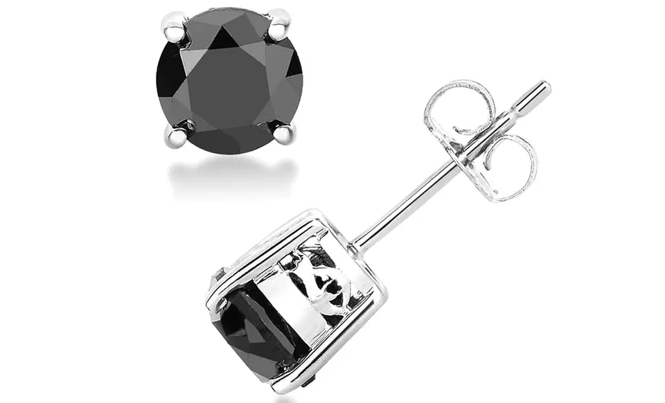 2 CTTW Black Diamond Solitaire Earrings - By Femme Luxe - Primary Image