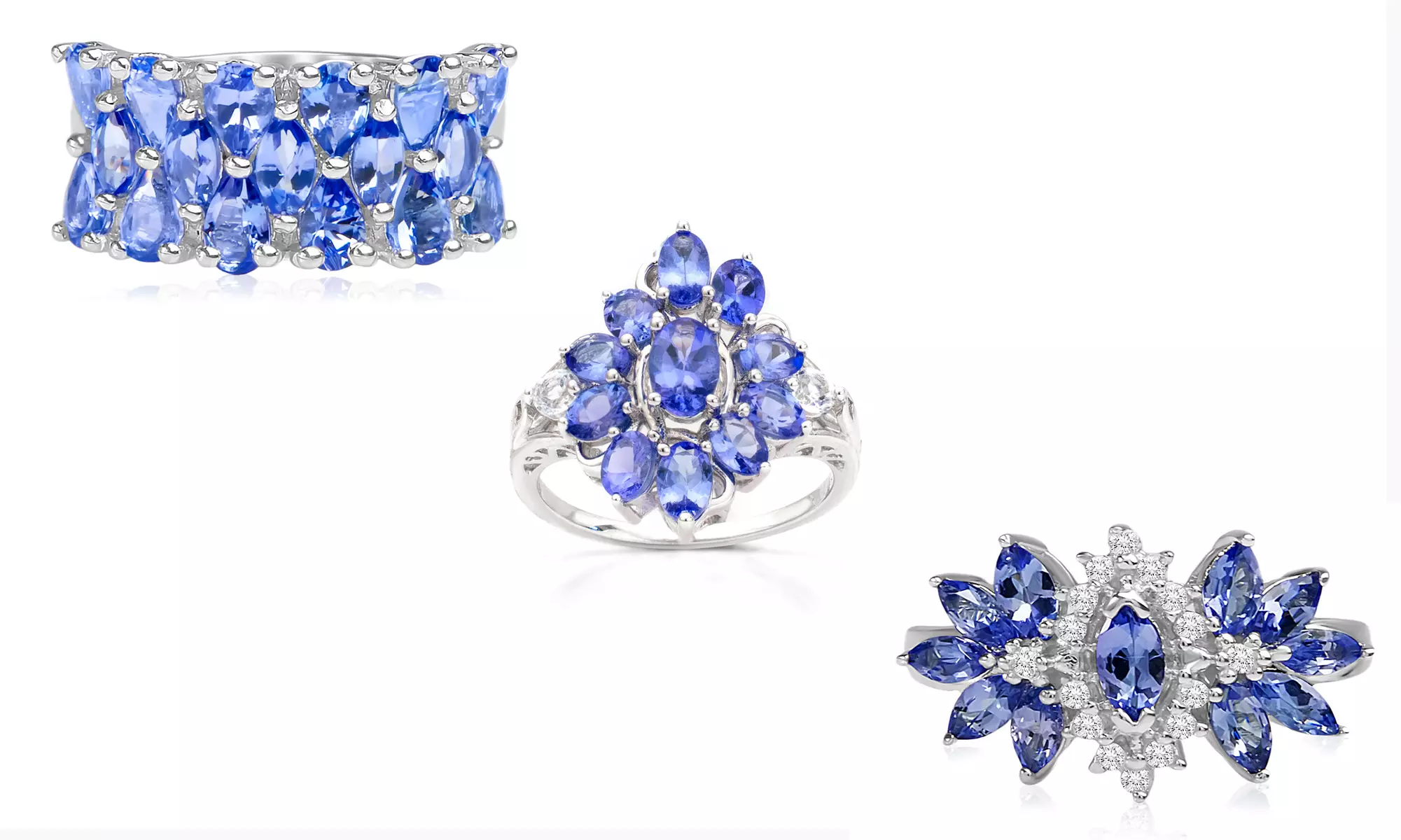 Genuine Tanzanite Rings in Sterling Silver - Primary Image