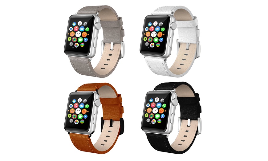 Image 1: Leather Strap for Apple Watch