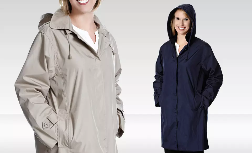 Totes Weather Stoppers Women's Raincoat with Removable Hood in Navy or Khaki. Free Shipping and Returns. - Primary Image