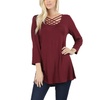 Image 8: Women's 3/4 Sleeve Triple Lattice Front Top