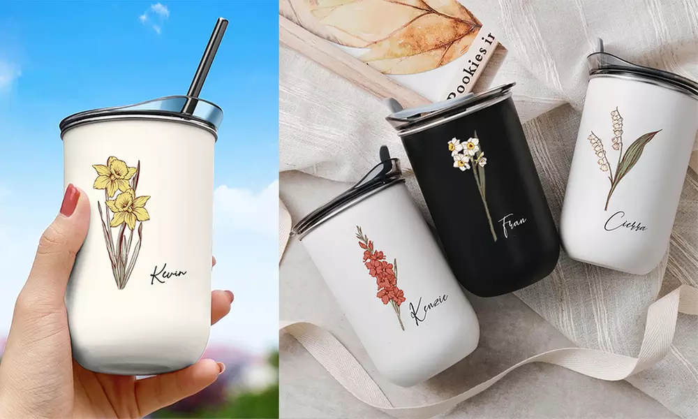 Personalisierbare Flasche oder Trinkbecher mit Text