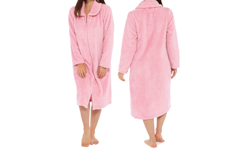 Image 3: Fleece Zip-Up Robe