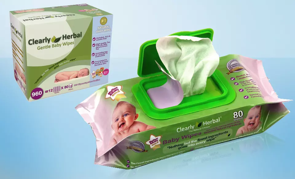12-Pack of Clearly Herbal Gentle Baby Wipes. Free Shipping. - Primary Image