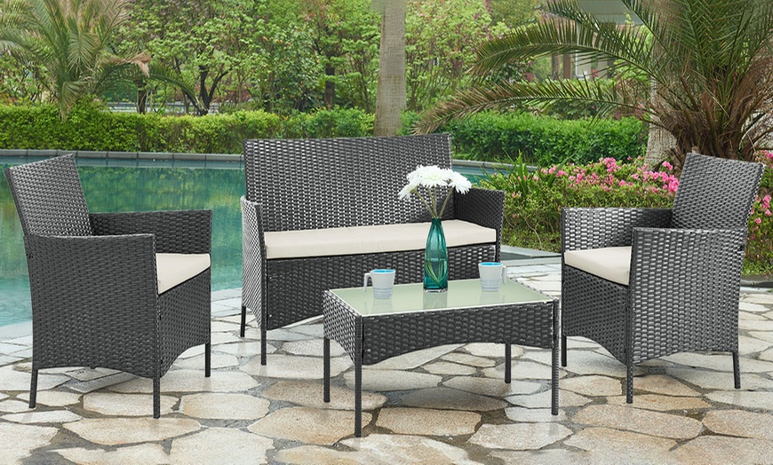 Image 4: Four-Piece Rattan Garden Set