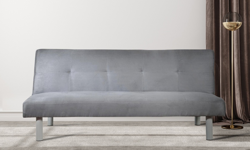 Image 1: Faux Suede Sofa Bed