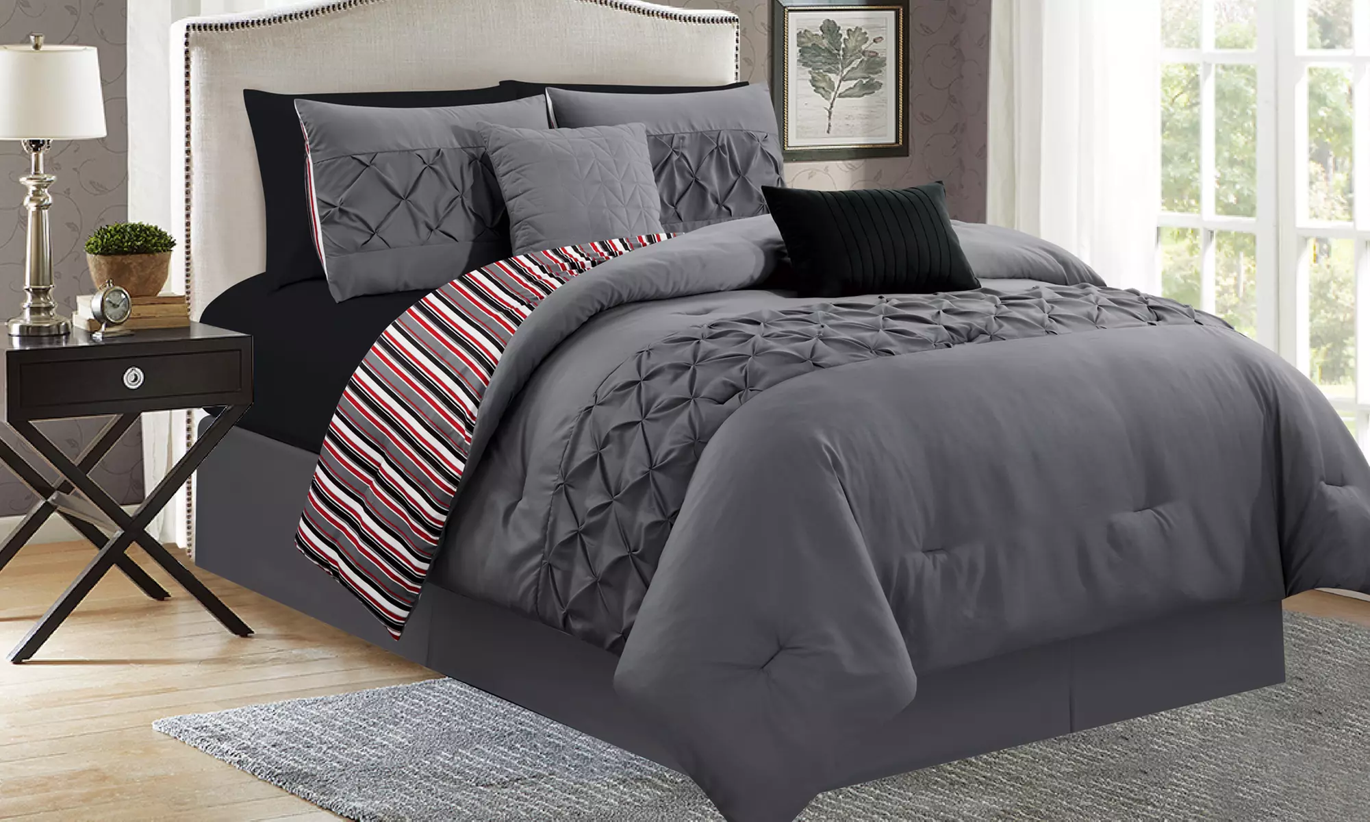 Manhattan Heights Ruched Reversible Comforter Set (5-Piece) - Primary Image