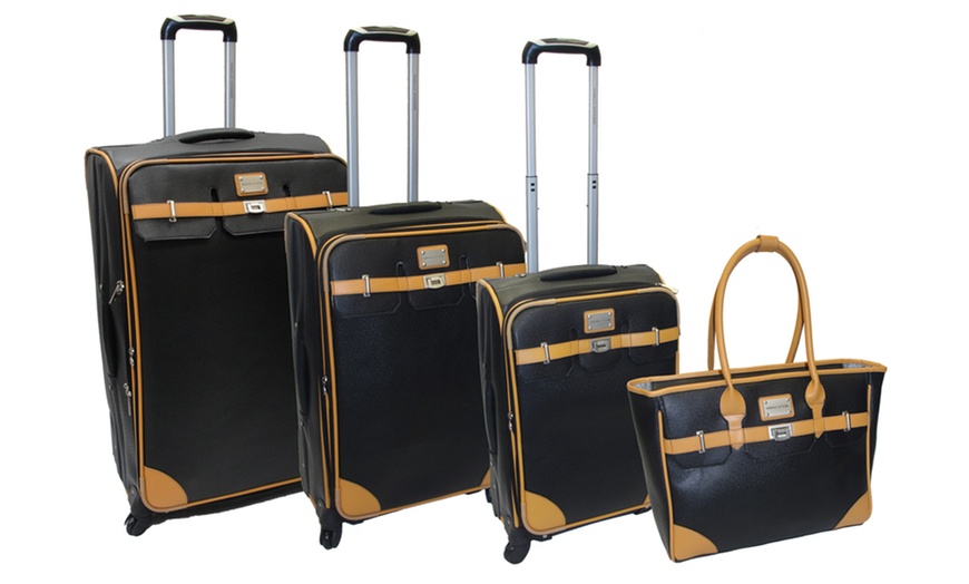 adrienne vittadini signature 4 piece expandable luggage set black