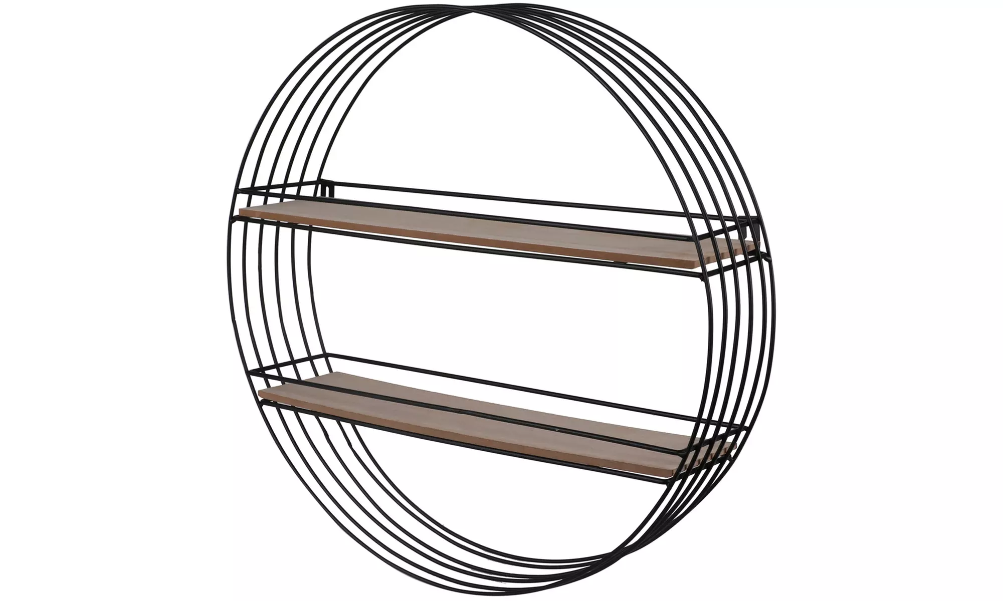 Support mural ovale ou rond avec 2 étagères en bois - Second Medium