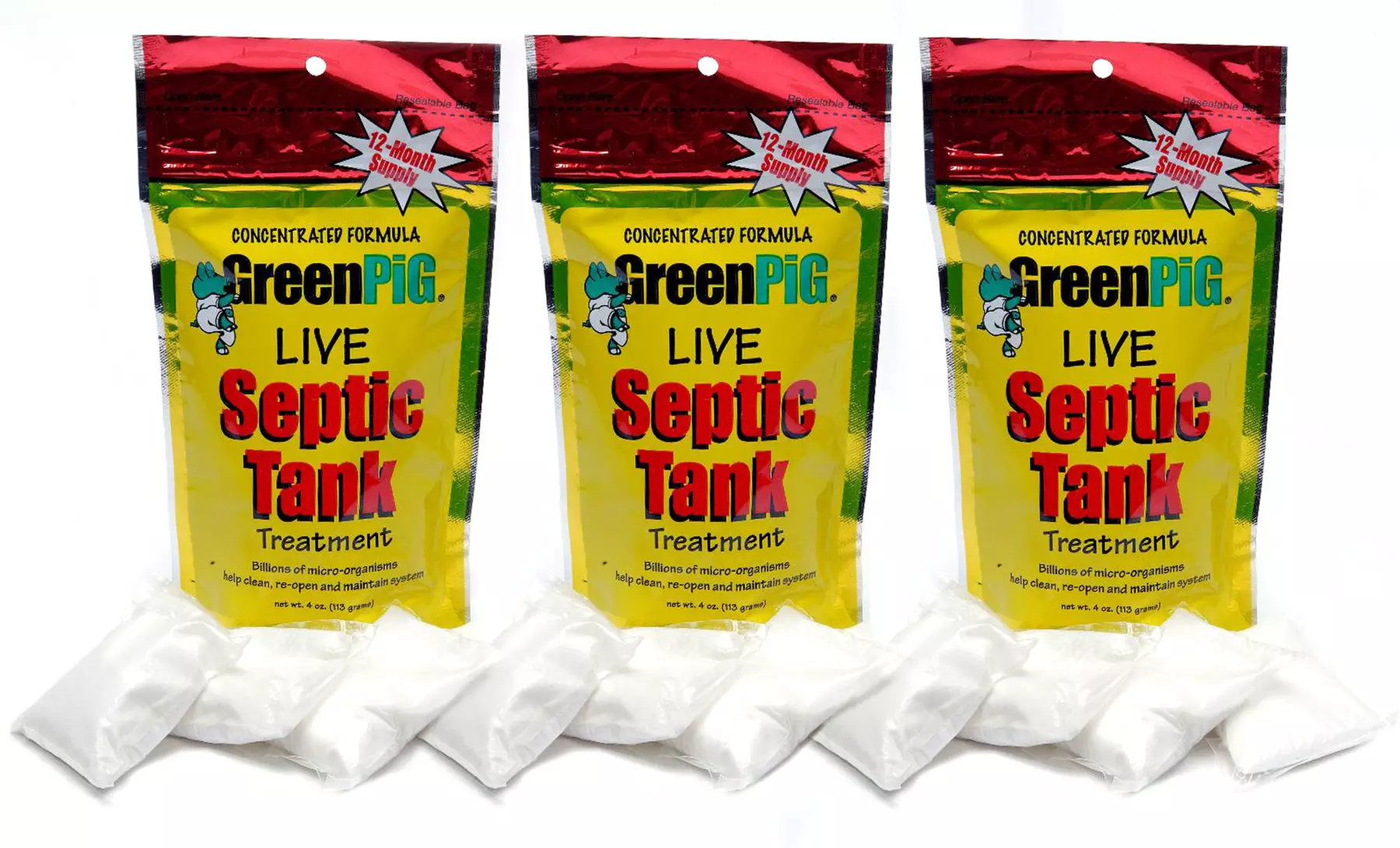 3-Year Supply of Green Pig Septic Tank Treatment - Primary Image
