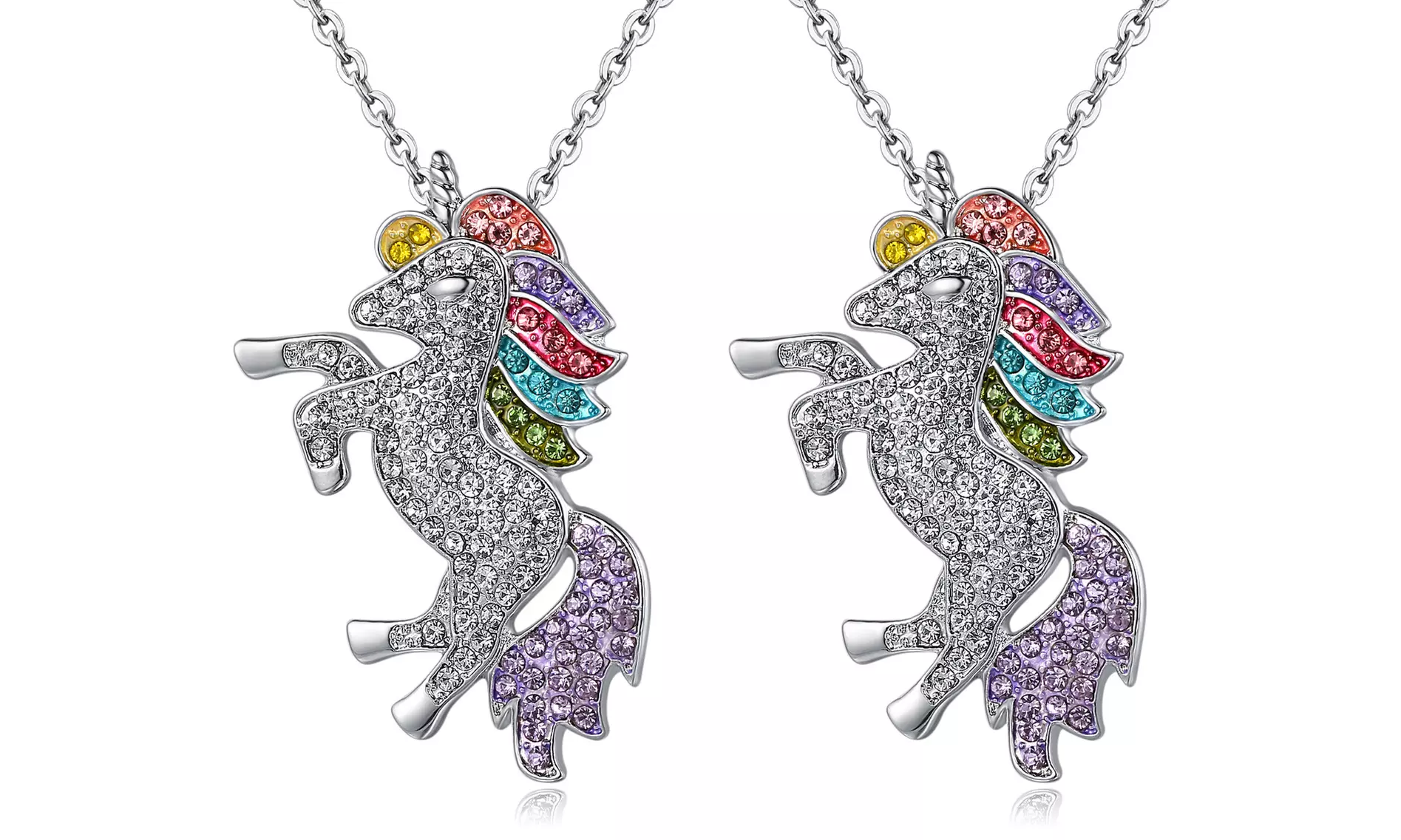 1x oder 2x Halskette oder Armband mit Einhorn-Anhänger für Kinder