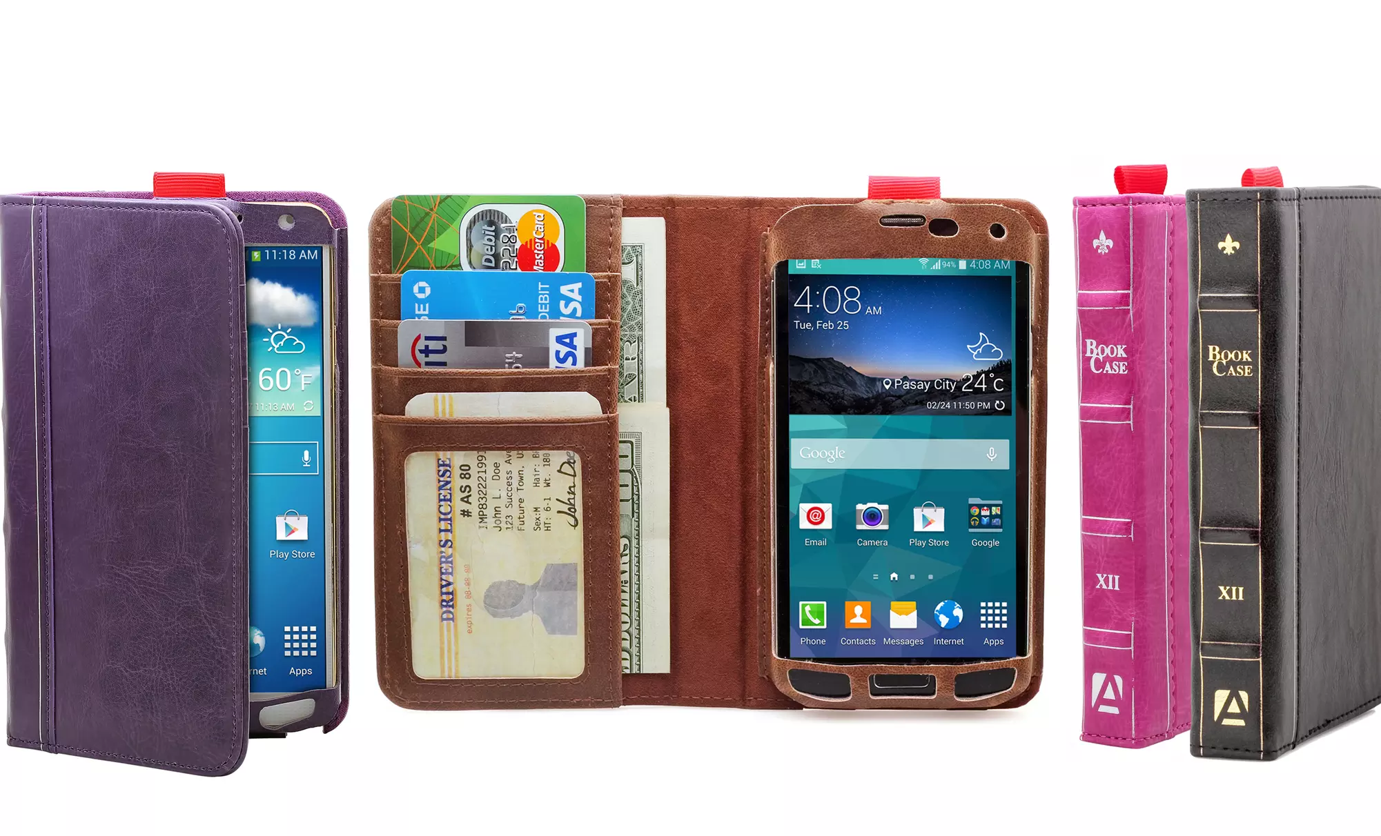 Aduro BookCase Folio and Wallet for iPhone or Samsung Galaxy - Primary Image