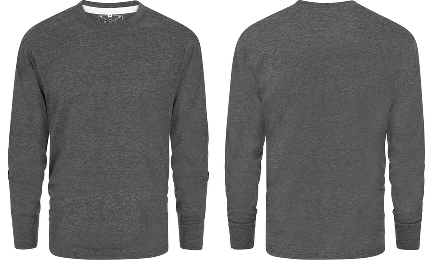 Image 4: Pack of Three Blu Apparel Long-Sleeved Crew Neck T-Shirts