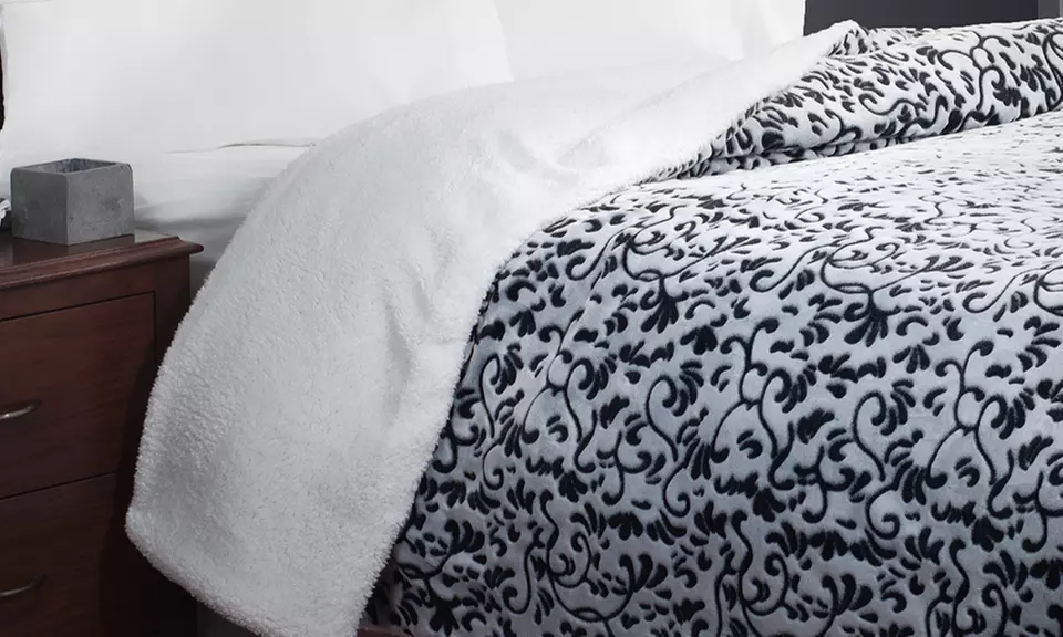 Lavish Home Botanical Etched Fleece Blanket - Second Medium