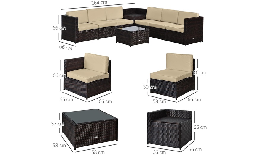 Image 12: Outsunny Eight-Piece Rattan-Effect Garden Furniture Set