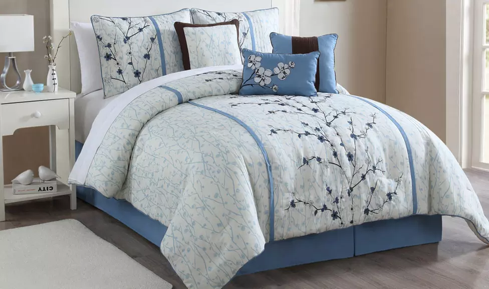 Cherry Bloom Embroidered Comforter Set (7-Piece) - Second Medium