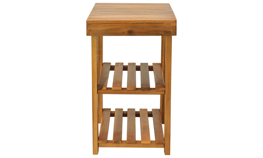 Image 4: HomCom Acacia Wood Entryway Shoe Bench