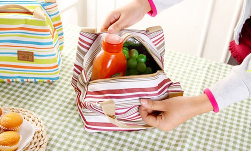 Image 9: Striped Thermal Lunch Bag 