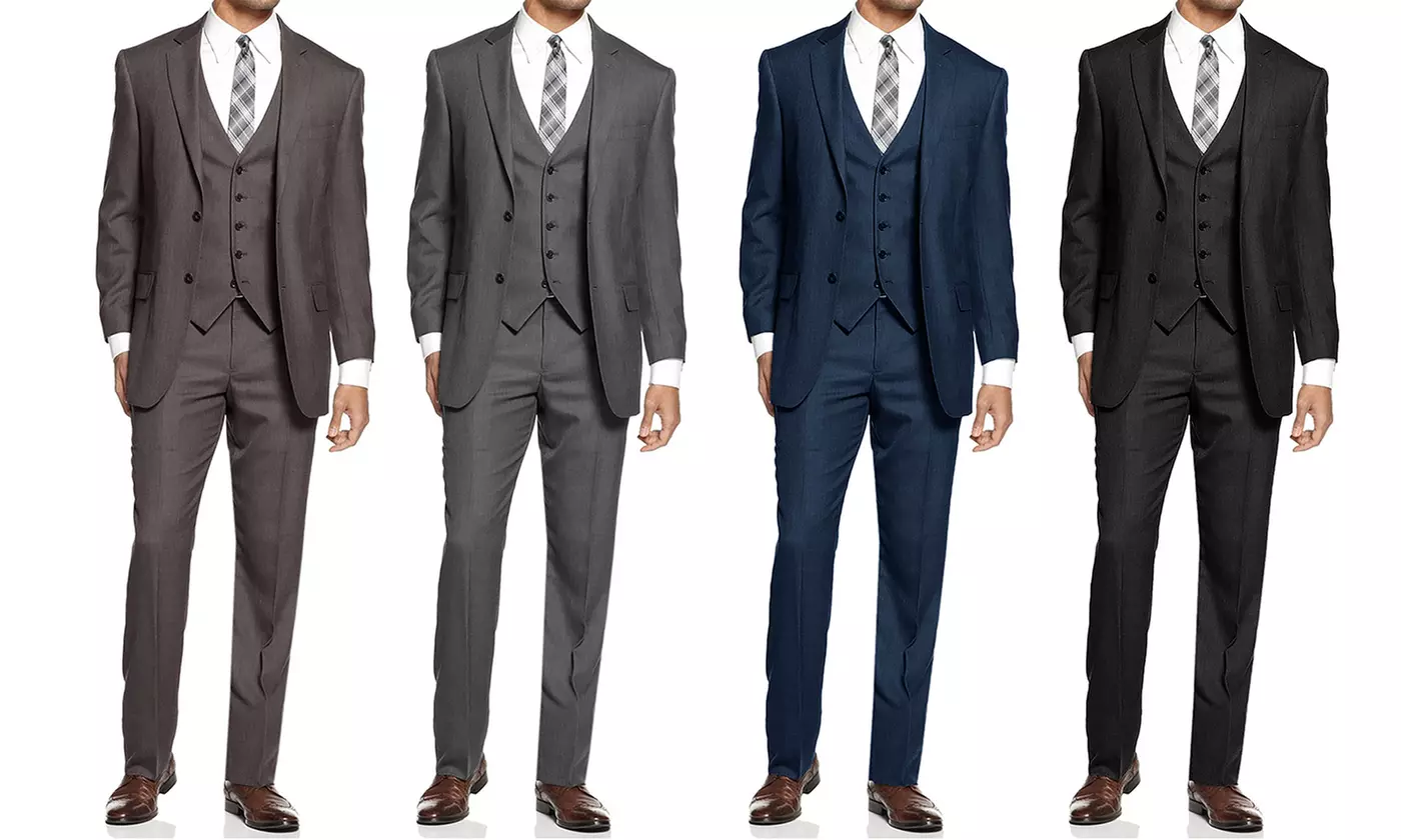 Mundo Slim-Fit Sharkskin Suits (3-Piece) - Primary Image