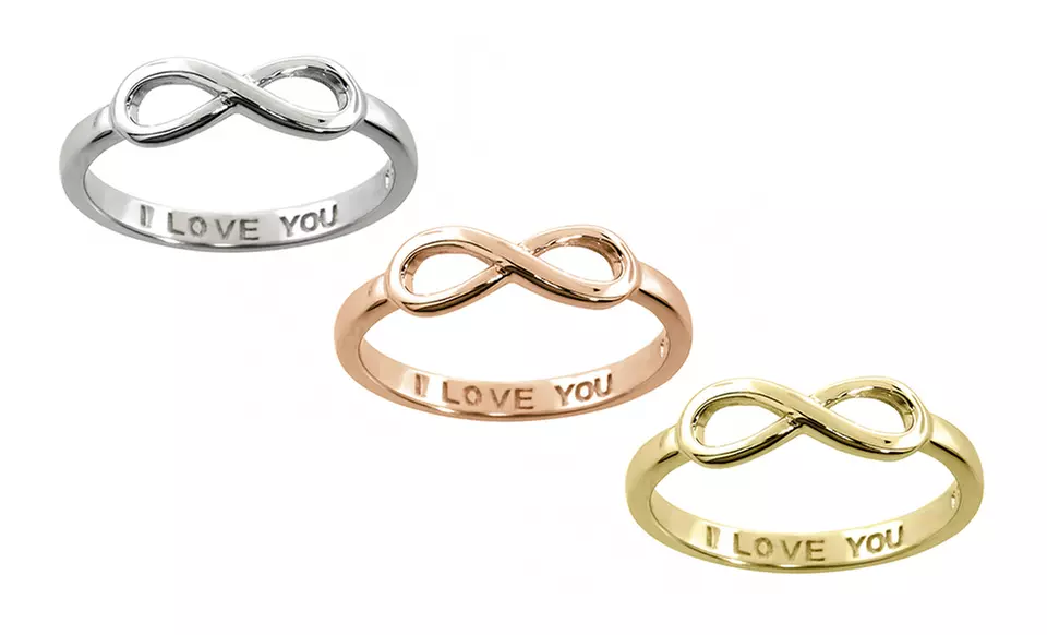 I Love You Engraved Infinity Ring in 14-Karat Yellow or Rose Gold or Sterling Silver. Free Returns. - Primary Image