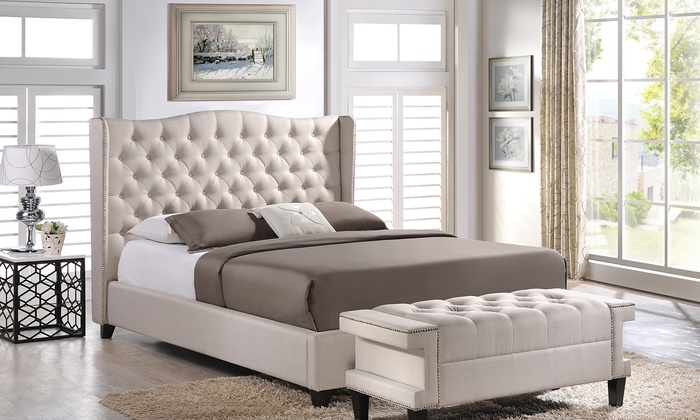 Tufted Upholstered Platform Bed | Groupon Goods