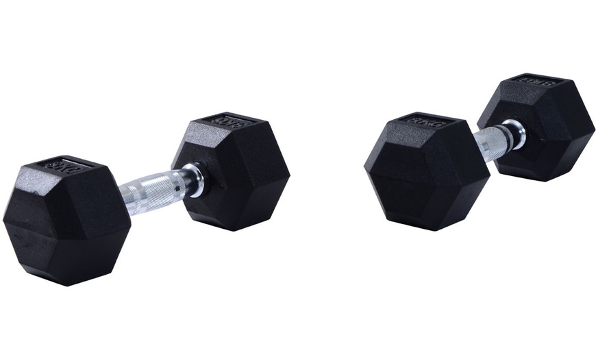 Image 38: Rubber Hexagonal Dumbbells