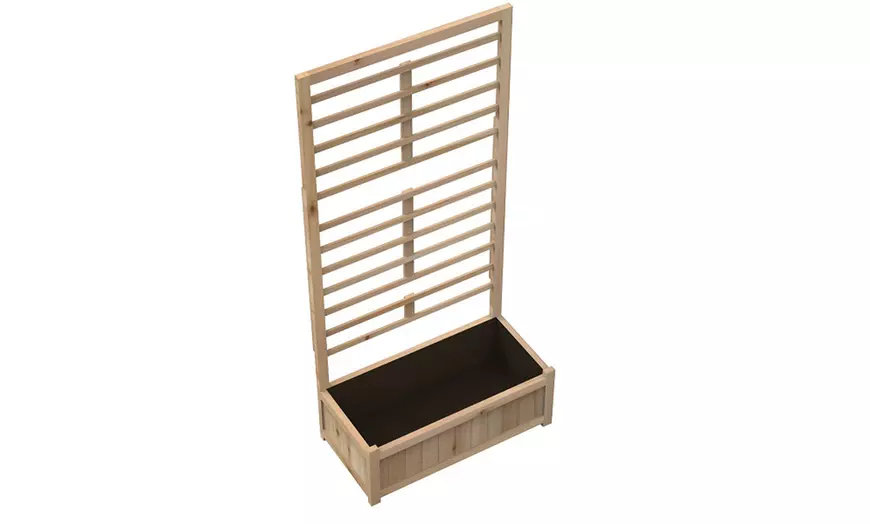 Image 9: Raised Wooden Planter with Climbing Trellis