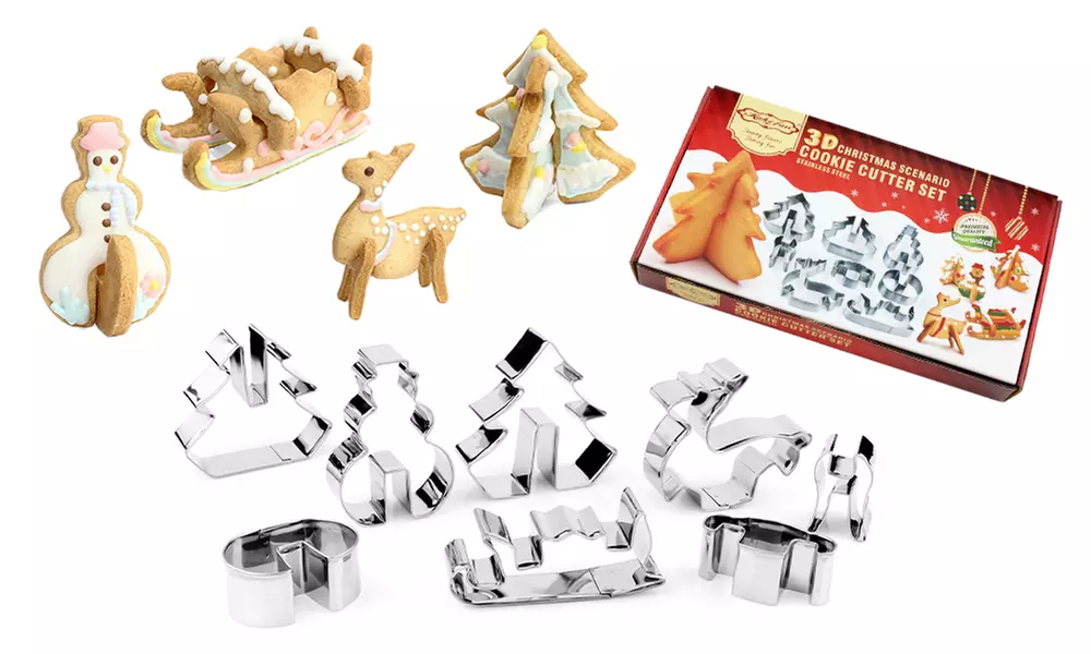1 ou 2 lots de 8 emporte-pièces de Noël, pour biscuits 3D - Primary Image