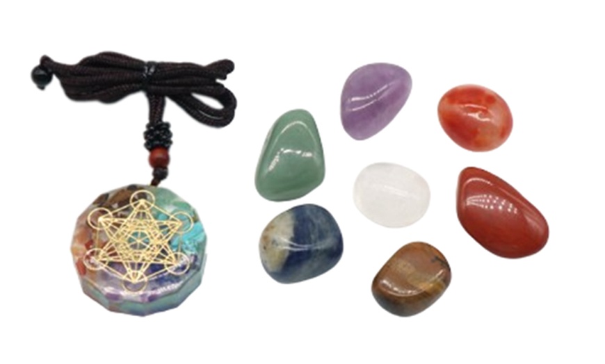 Image 2: One or Two Eight-Piece Chakra Stones and Necklace Sets