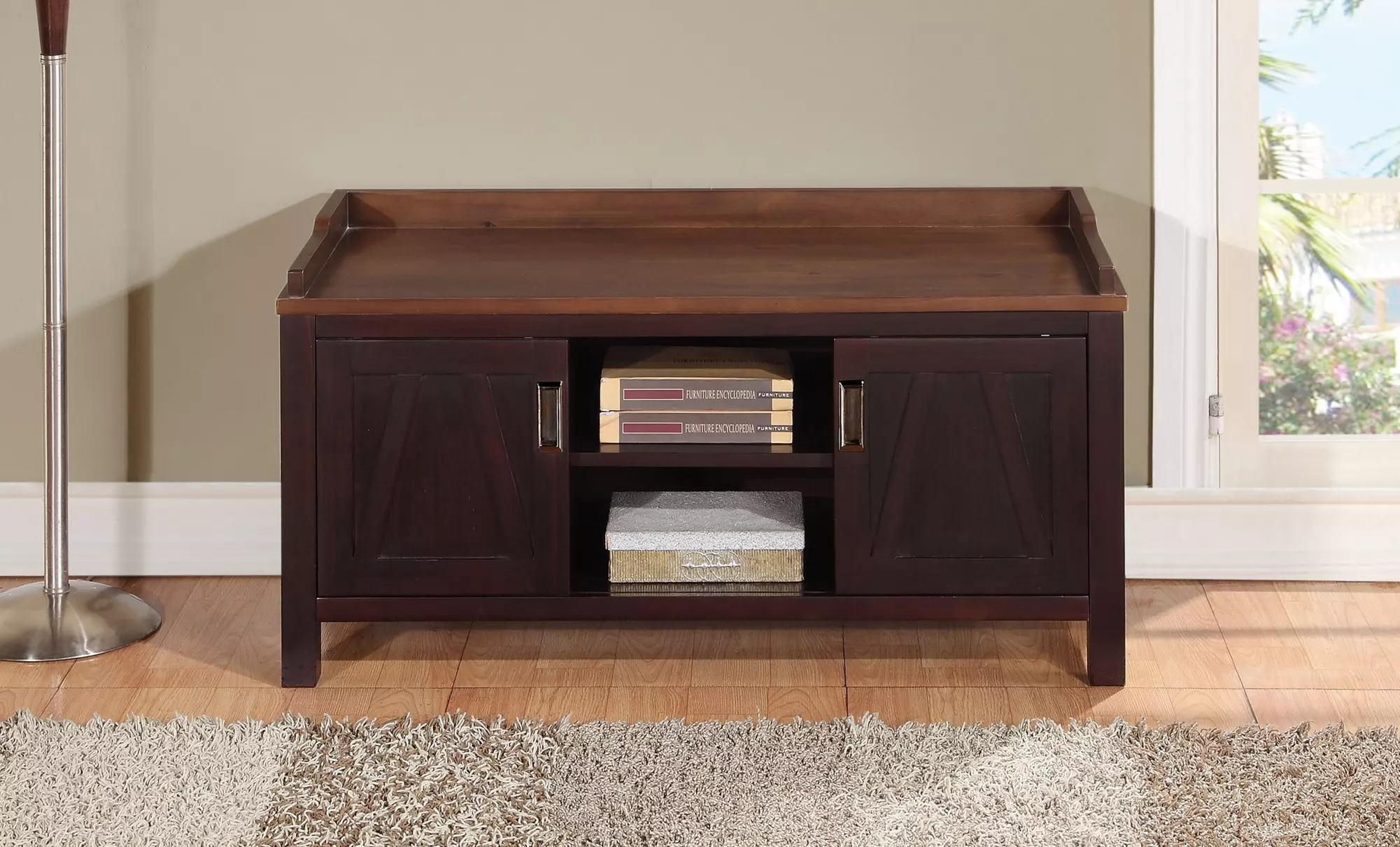 Simpli Home Dorset Collection Dark-Brown Entryway Storage Bench - Image 4