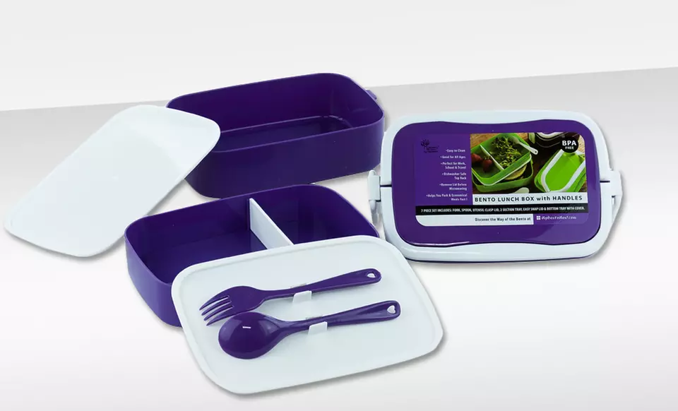 Set of 2 Double-Stack Bento Boxes with Utensils. Multiple Colors Available. Free Returns. - Primary Image