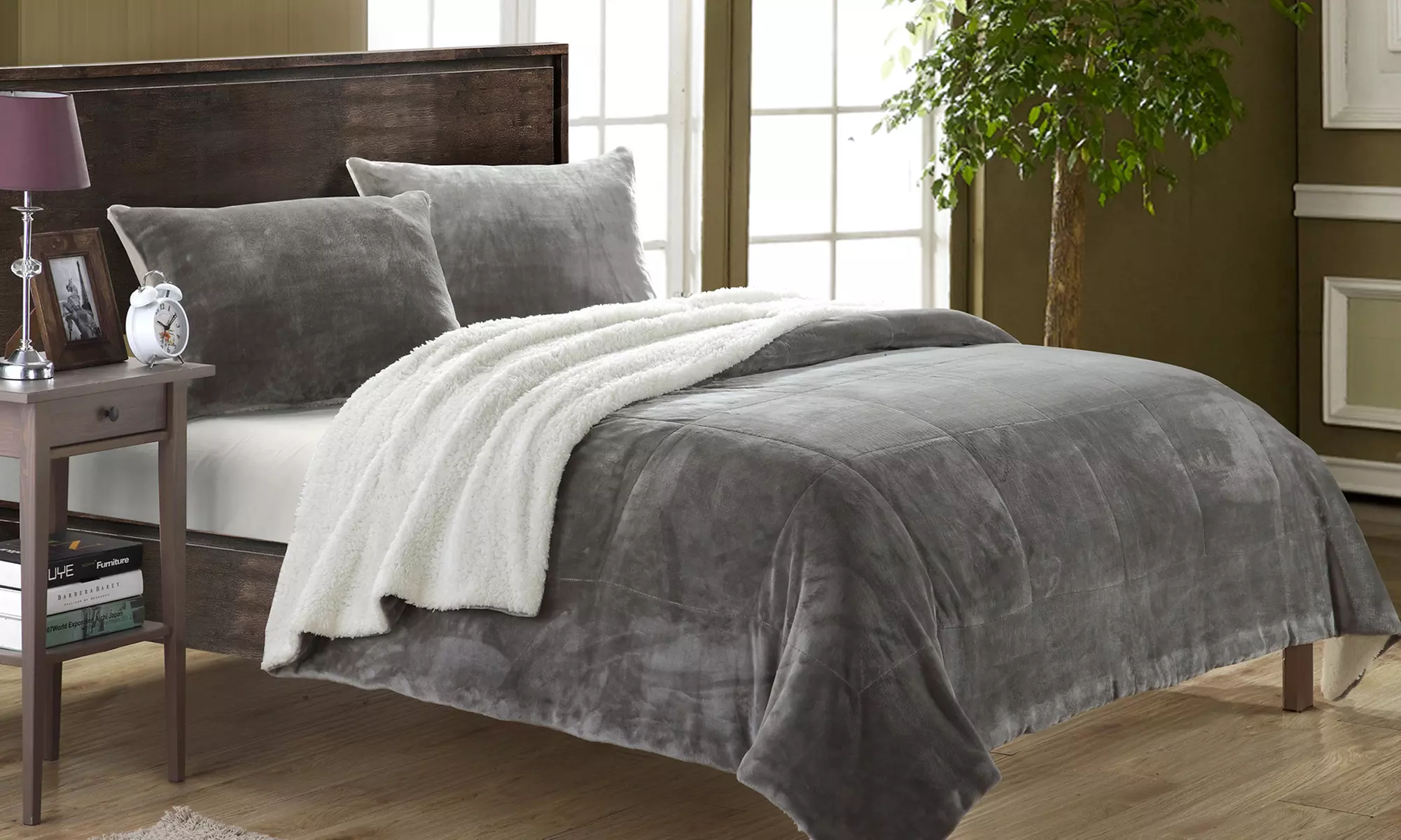 Naomi Plush Microsuede Sherpa Comforter Set (2- or 3-Piece) - Primary Image
