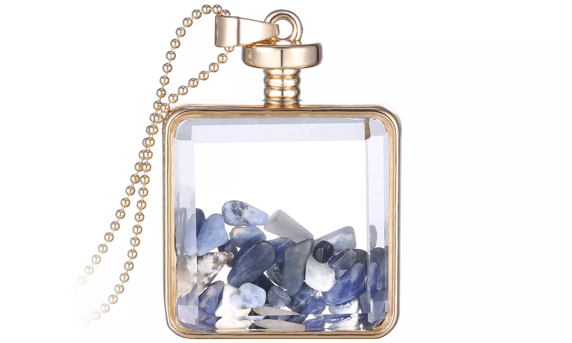 Glass Pendants with Genuine Gemstones in 14K Gold - Second Medium