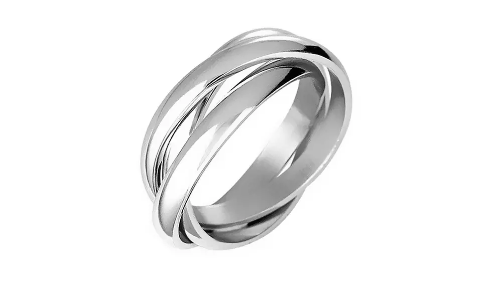 Intersecting Bands Ring in Stainless Steel - Primary Image
