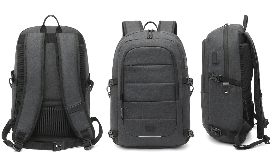 Image 2: 21L Multi-Compartment Water Resistant Backpack with USB Port