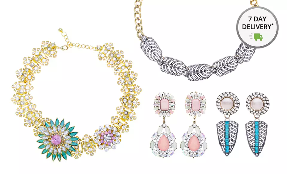 Ally + Zoe Statement Earrings or Necklaces. Multiple Styles Available from $19.99–$29.99. Free Returns. - Primary Image