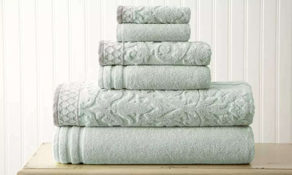 Damask Jacquard Towels with Decorative Border (6-Piece) - Second Medium