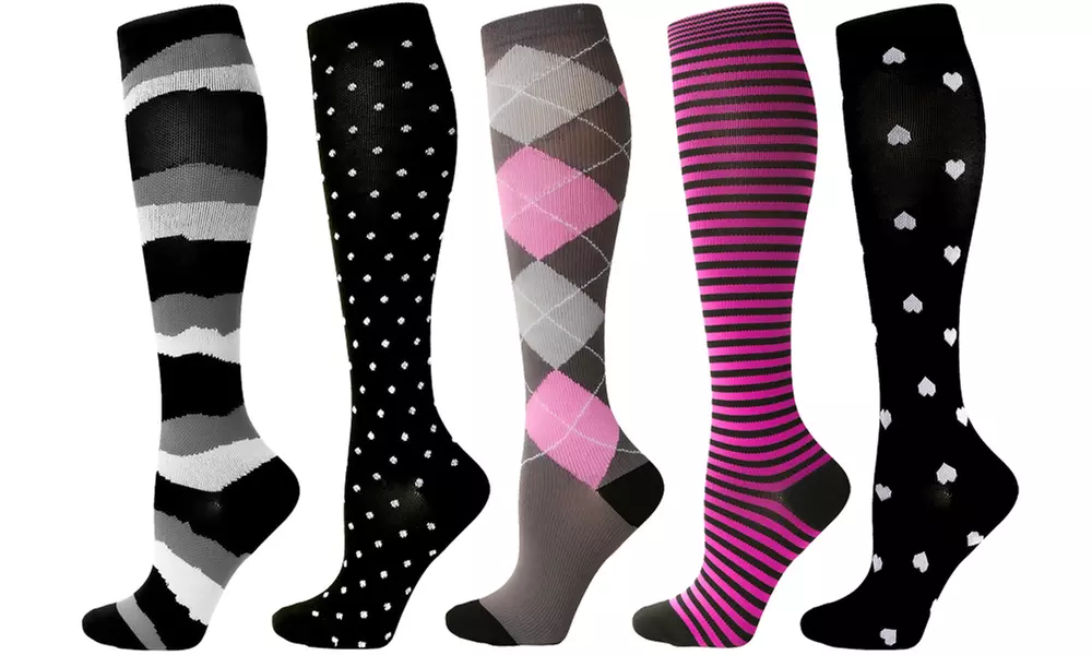 1, 2 of 5 paar compressiekousen verkrijgbaar in verschillende maten en patronen - Primary Image