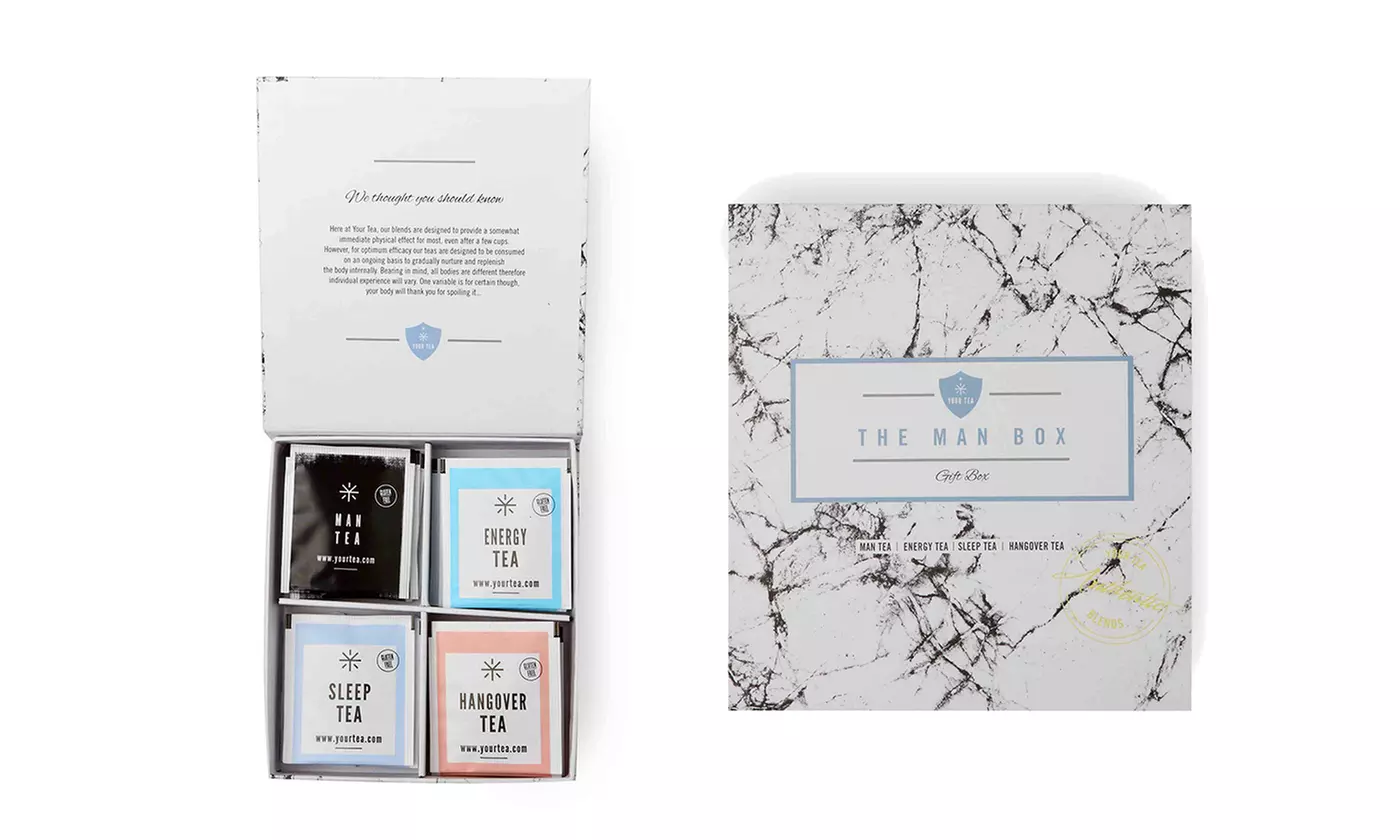 The Man Box Tea Gift Set with Energy, Hangover, Man and Sleep Tea (1- or 2-Pack) - Primary Image
