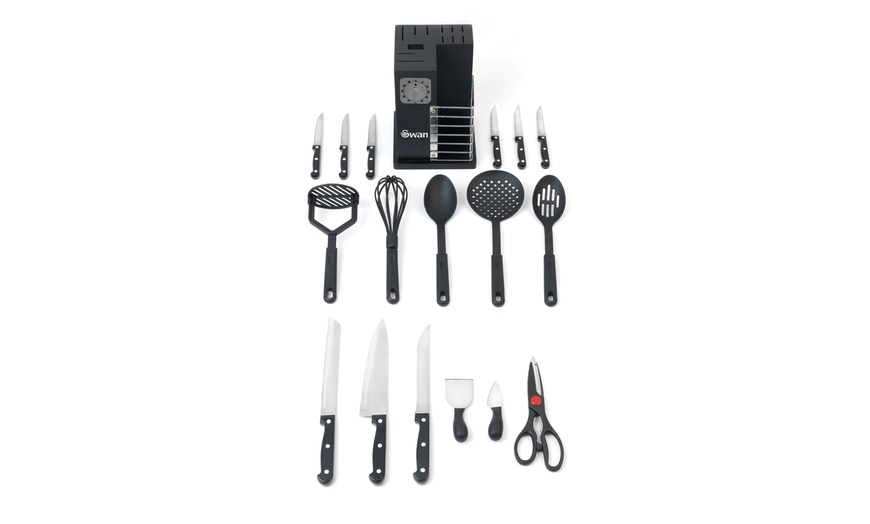 Image 3: 19-Pc Knife Block and Utensil Set