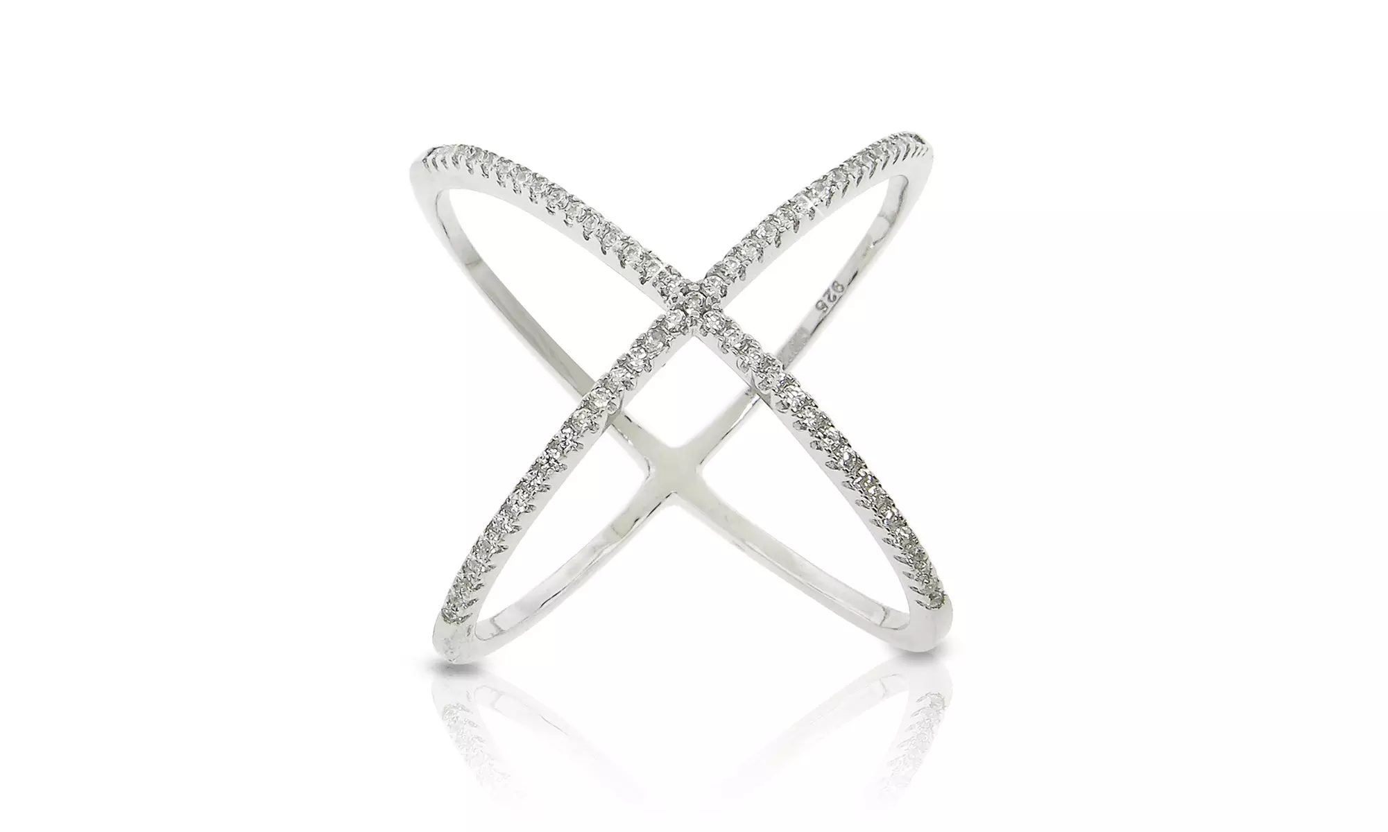 Sterling Silver Pavé "X" Ring - Primary Image