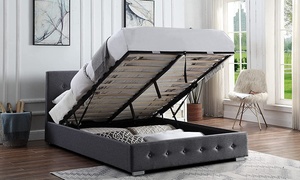 Dark Grey Ottoman Storage Bed with Optional Pocket Sprung Mattress